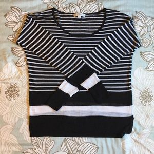 LOFT Lightweight Black and White Striped Sweater